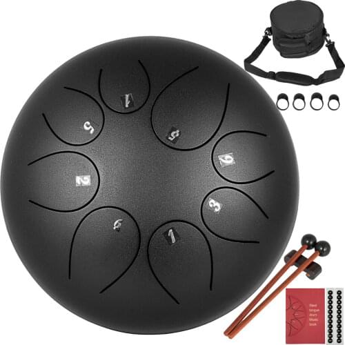 10'' Steel Tongue Drum Handpan D Major 8 Notes Hand Pan Gold Sound + Bag Mallets
