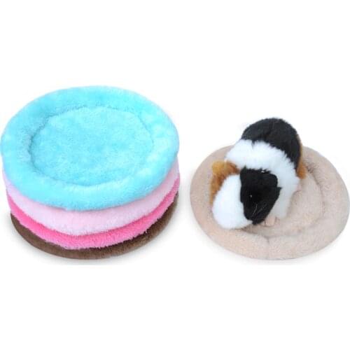 2 Size Winter Warm Short Plush Round Small Animal Pet Rabbit Cage Guinea Pig Hamster Squirrel House Cage Hedgehog Nest Mat Toy