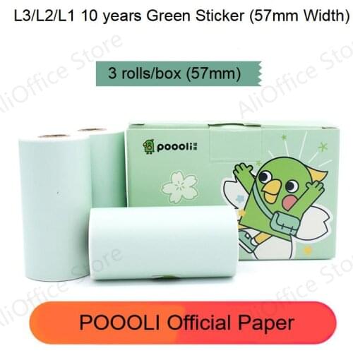 3 Rolls POOOLI Official Label Sticker Paper For L1 L2 L3 For Peripage A6 Paperang Baypage Bluetooth Photo Printer Sticker Maker