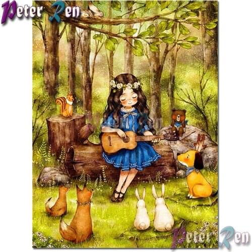 5d Diamond Embroidery DIY Forest cute girl concert Mosaic Cross stitch Rhinestone Square or round Handmade art Childrens gifts