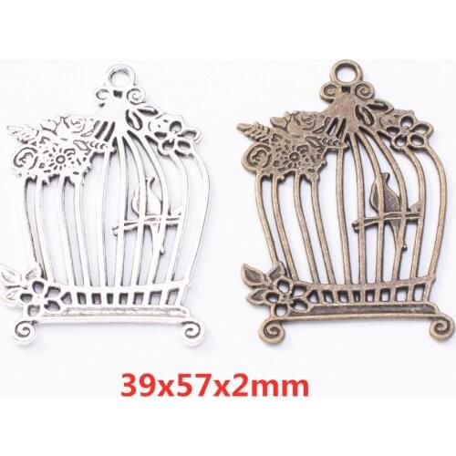 8 pieces of retro metal zinc alloy bird cage pendant DIY handmade jewelry necklace making 8415