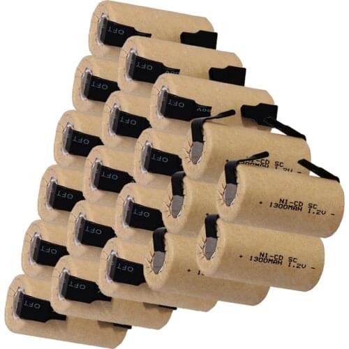 Enough capacity element 20 pcs SC battery rechargeable SC nicd battery replacement 1.2v accumulator batteria power bank 1300mah