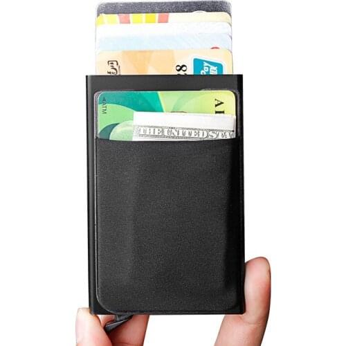 Aluminum Wallet With Elastic Lycra Back Pocket RFID Blocking Mini Metal Credit Card Holder Automatic Pop up Card Case Coin Purse