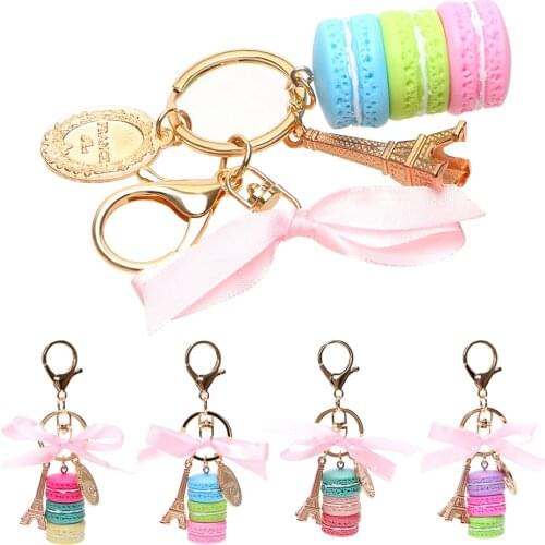 Auto Accessories Key Chain Lovely Car Key Rings Gold Metal Macaron Keychains Eiffel Tower Keyring Gifts for Girls Key Holder