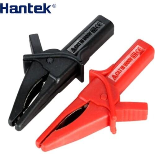 Large Dolphin/Gator Clips 2pcs Red + Black Hantek HT18A For Digital Multimeter Automotive Oscilloscope Accessory