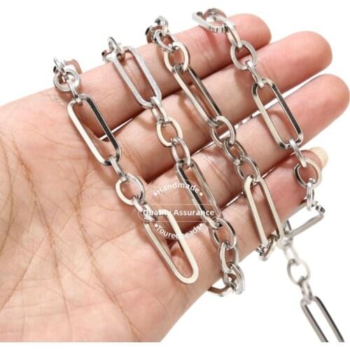 1 Meter Stainless Steel 8mm Width Rolo Cable Chains Flat Wire Heavy Chic 3:1 Chain Fit for DIY Jewelry Making Findings