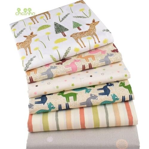 Chainho,New Deer Series,Printed Twill Cotton Fabric,Patchwork Cloth,DIY Sewing&Quilting Material For Baby &Children,Meter Fabric