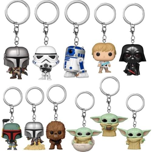 The Child Pocket Keychain Baby With Cup Vinyl Action Figure Collectible Model Doll Toys Child Friend Xmas Birthday Gift with Box