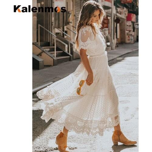 Elegant Dress Women Party Dresses Long Dress V Neck Lantern Sleeve Lace Patchwork Lace Gauze Vestidos Sexy Bohemian Prom Wedding