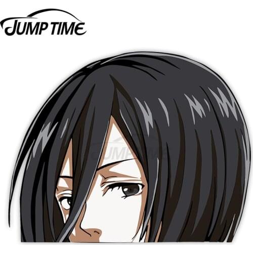 JumpTime 13 x 11.2cm For Mikasa Peek Peeking Peekers Window Vinyl Car Bumper Anime Stickers Titan Waterproof Fine Decor Decal