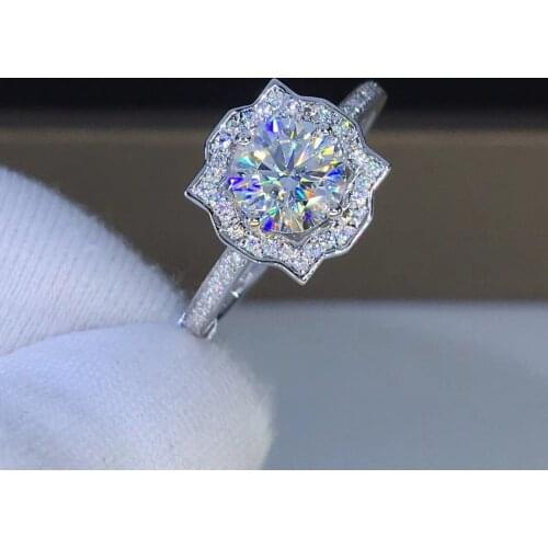Passed Diamond Test Perfect Moissanite Ring 18K Platinum Super White D Color Clarity VVS Diamond Ring Women Luxury Accessories