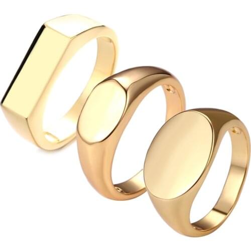 Chunky Rings Trendy Minimalist Gold Color Geometric Round Circle Ring for Women Thick Stack Rings Female Wedding Jewelry KAR277