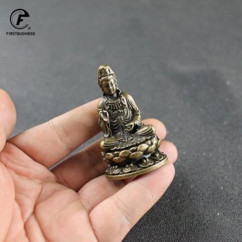 Antique Bronze Guanyin Bodhisattva Buddha Statue Ornaments 2 Styles Small Copper Buddhas Miniatures Figurines Home Crafts Decor