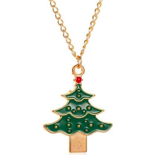 Fashion Style Necklace Cartoon Christmas Tree Golden Bell Necklace For Women Pendant Jewelry Accessories Gift