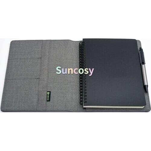 KACO ALIO Black Grey Business Meeting Gift Set A5 Loose Spiral Notebook with TUBE Retractable Black Ink Gel Pen