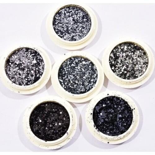 6Box/set Nail Halo hexagon Glitter Flake Mixed-size Nail Flake Chunky Ultra-thin Holographic Sequin Sparkly Spangle For DIY Nail