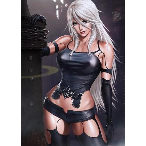 NieR 2B Sexy Cool Street Woman Video Game Canvas Painting Custom Print Japanese Anime Movie Poster Wall Art Picture for Bedroom