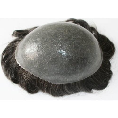 New hair system with Men hair pieces thick skin base toupee with scalloped front