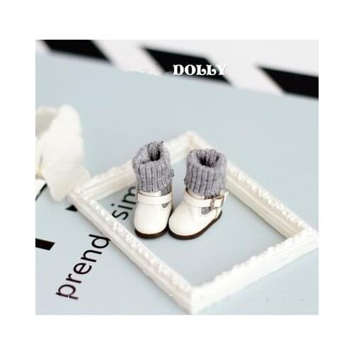 OB11 doll shoe 1/12 size fashion style round head ankle boots student socks boots round cake beauty pig doll shoes black brown