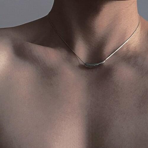 Titanium Steel Necklace Men Women Trendy Luxury Design New Female Summer Ins Hip Hop Simple Eggplant Pendant Geometric Chain