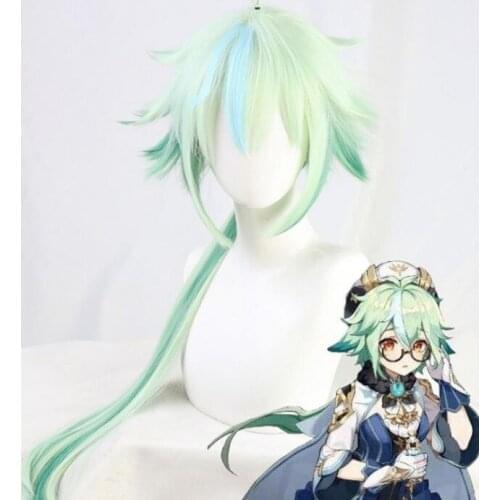 80cm Long Wig Anime Game Genshin Impact Sucrose Cosplay Costume Heat Resistant Synthetic Hair Women Carnival Party Wigs