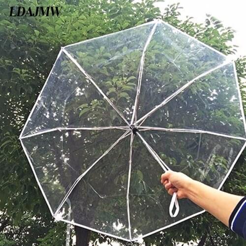 Transparent Paraguas Automatic Umbrella Rain Women Men Sun Rain Auto Compact Folding Windproof Sunshade tri-fold Clear umbrella
