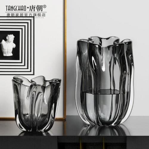Light Luxury Modern Style Flower Vase Transparent High Quality Glass Vase Decorative Creative Jarrones Room Decoration EJ50FV