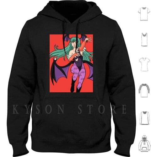 Morrigan Aensland Flying Pose Hoodie long sleeve Morrigan Darkstalkers Succubus Bat