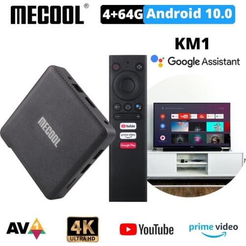 MECOOL KM1 Android 10.0 TV Box Amlogic S905X3 4GB RAM 64GB ROM 2.4G/5G WiFi 4K BT4.2 Voice Control Google Certified TOP TV box