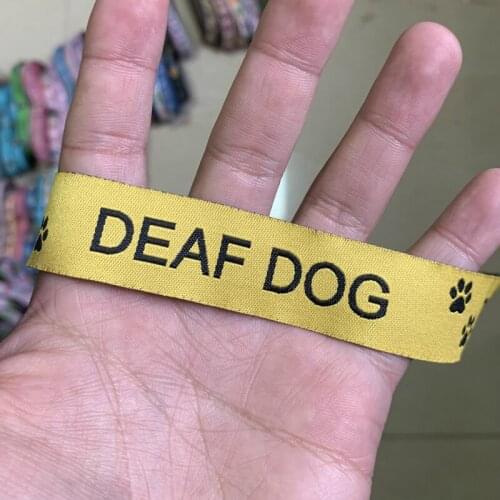 ZERZEEMOOY Wholesale 7/8" 22mmx10yards 100% Polyester Woven Jacquard Ribbon Cartoon Ribbon Yellow DEAF DOG KTZD19112802