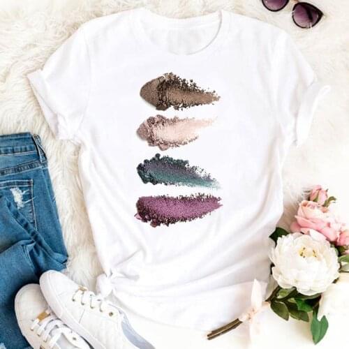 Women Clothes Make Up Trend Casual 2021 90s Ladies Summer Print Fashion Tshirt Female Short Sleeve Tee Top Graphic T-shirt