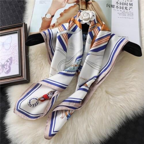 Lady Hair Band Silk Scarf Square Shawl Wraps Head Band Fashion Print Neckerchief Female Hijab Foulard Women Bandana Bag Scarves
