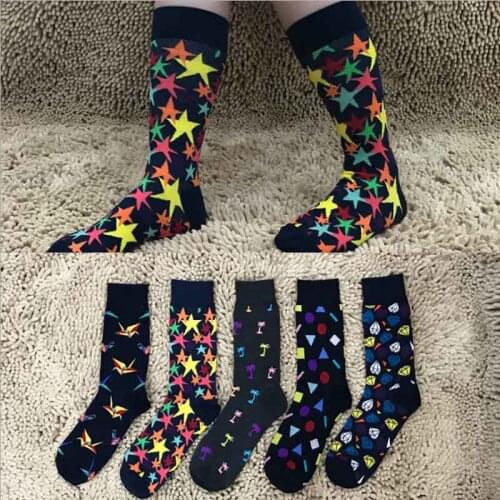 2021 High Quality Spring Autumn Winter Women Warm Cotton Socks Black Cute Couple Lady Sheer Star Sokken Print Unisex