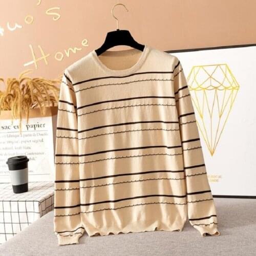 Oversized Wool Womens Sweater O Neck Long Sleeve Knitted Pullovers Top Fall Striped Cashmere Sweaters Sueters De Mujer