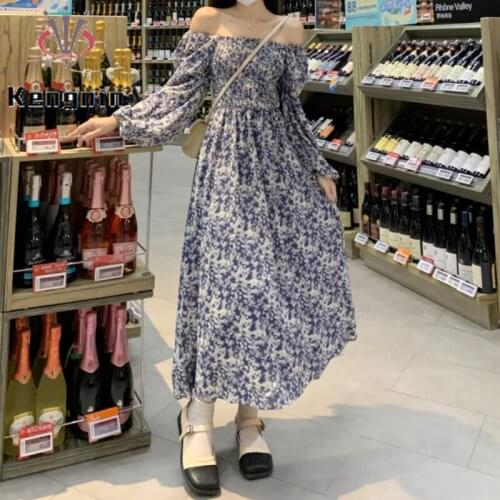 2021 Summer Fashion Floral Print Ladies Vestidos Oversized Women Dress V-Neck Puff Sleeve Female Harajuku Robe Dress KE1136