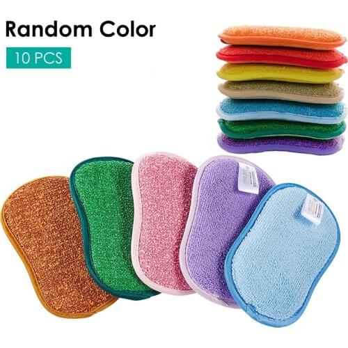 10PCS Household Magic Sponges Scouring Pads Cleaning Kitchen Non-Scratch Microfiber Dish Cloth Dishwashing Bathroom Accessories