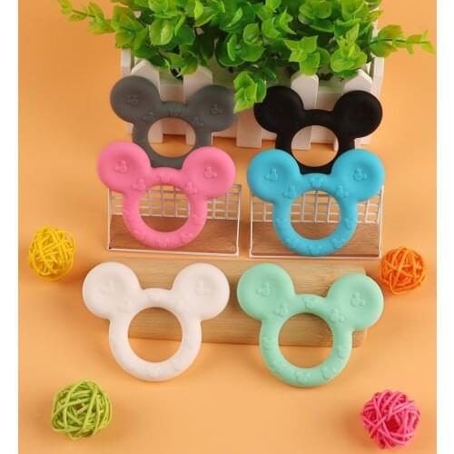 Kovict 5/10pcs Silicone Teether Cartoon Animal Head Food Grade Silicone Pendants DIY Pacifier Chain Accessories Baby Molar Toys