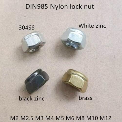 5-50PCS M2 M2.5 m3 m4 m5 m6 m8 m10 M12 DIN985 Stainless Steel OR steel with black Nylon Hex Nuts Lock nut Slip Lock Nut