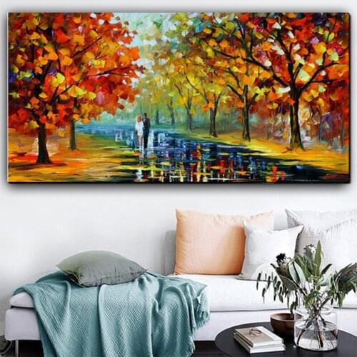 5D Cross Stitch Diy Diamond Painting Autumn Lovers Street View Full Embroidery Square Round Mosaic Picture By NumbersZP-4317