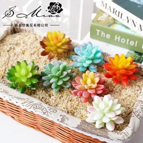 9x9cm Green Pink White Blue Artificial Gem Flower Plants Bonsai Home Desktop Wedding Birthday Party Festive Supply Fake Flowers