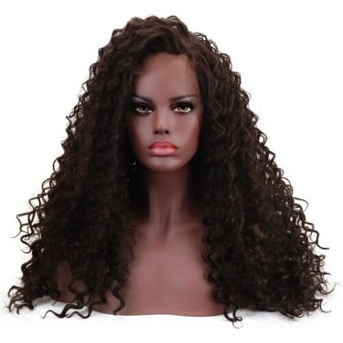 AICKER Front Swiss Lace Synthetic Wig Natural Part Bohemian Highlight black Hair Wigs for Black Women 24'' Long Curly Party Hea