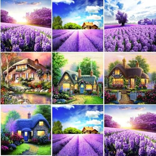 5D diamond embroidery full diamond country house cross stitch diamond painting round landscape rhinestone pictures