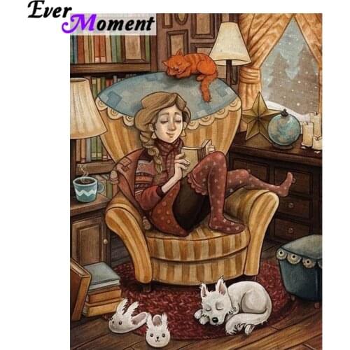 Ever Moment Good Childhood Memory Diamond Painting Girl Reading Book DIY 5D Diamond Embroidery Painting Wall Picture ASF948