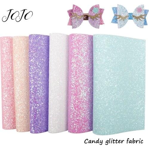 JOJO BOWS 22*30cm Sparkly Glitter Fabric Solid Candy Sheet For Clothing DIY Hair Bows Materials Apparel Sewing Home Party Sheet