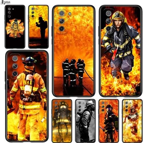 Firefighter Heroes Fireman for Samsung Galaxy S21 Ultra Plus Note 20 10 9 8 S10 S9 S8 S7 S6 Edge Plus Black Phone Case