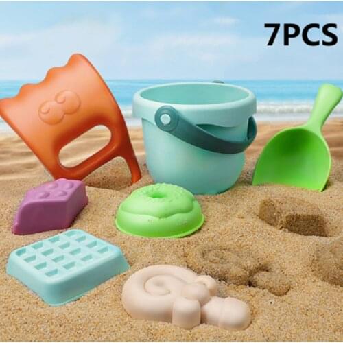 Children Beach Toys 7 Pcs Kit Baby Summer Digging Sand Tool with Shovel Water Game Play Outdoor Toy Set Sandbox for Boys Girls