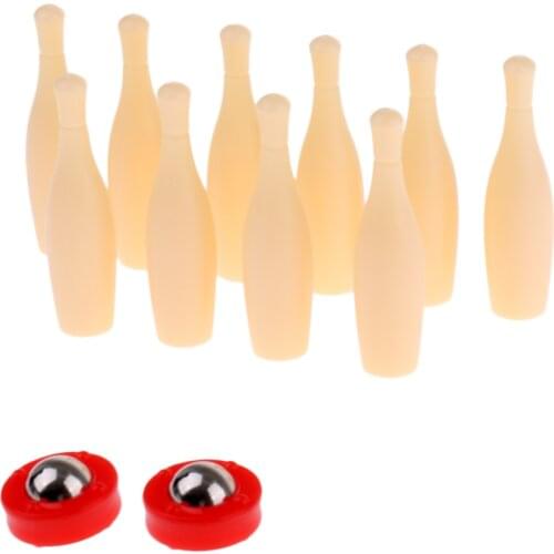 Kids Desktop Mini Size Bowling Game Set Plastic Bowling Pins Pushers Toy Game Accessories