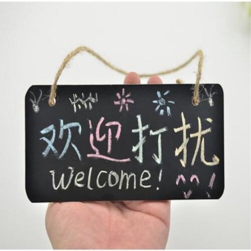 1 Pair Mini Shop Sign Board Chalk Board Creative Message Board Door Panel Wedding Party Home Daily Wooden Hanging Slate