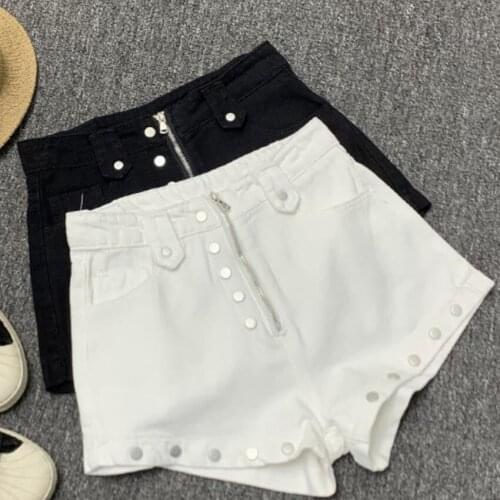 Fashion summer rivets denim shorts women high waist wid leg jeans shorts