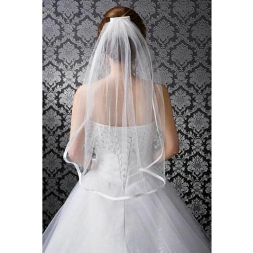 White/Ivory 1 Pcs 1 Layer Satin Edge Wedding Veil Bridal Veils With Comb New